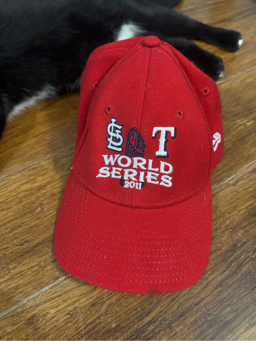 New Era Red and Black Baseball Hat with Team Embroidery